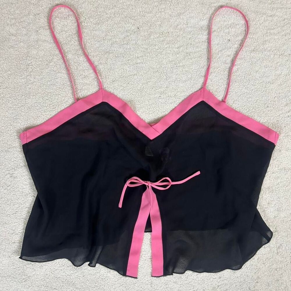 Pajama Gram Cute Y2K Mcbling Pink and Black Lingerie Top